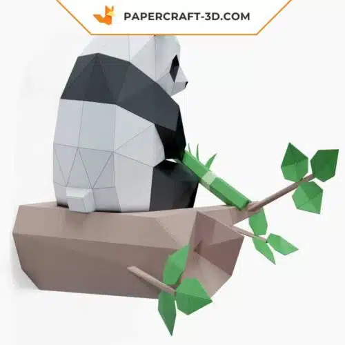 Papercraft Panda assis sur un arbre en origami papier 3D