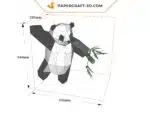 Papercraft Panda grimpant sur un mur en origami papier 3D