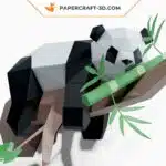 Papercraft Panda Lazy sur l’arbre, sculpture en papier 3D à imprimer