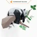 Papercraft Panda Lazy sur l’arbre, sculpture en papier 3D à imprimer