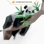 Papercraft Panda Lazy sur l’arbre, sculpture en papier 3D à imprimer