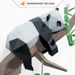 Papercraft Panda Lazy sur l’arbre, sculpture en papier 3D à imprimer