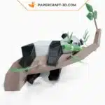 Papercraft Panda Lazy sur l’arbre, sculpture en papier 3D à imprimer