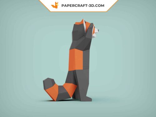 Papercraft panda rouge debout modèle 3D origami papier
