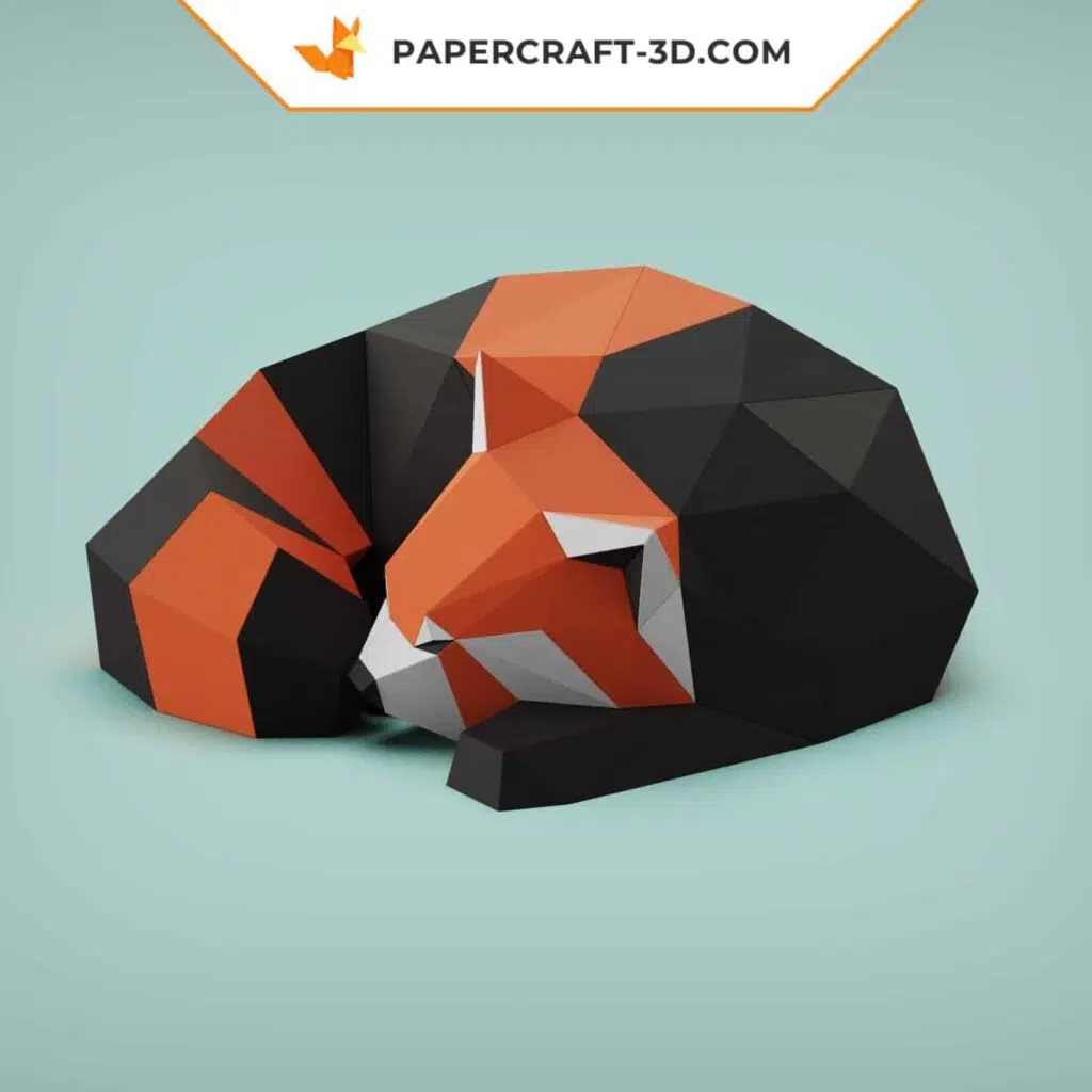 Papercraft de panda rouge endormi en origami 3D