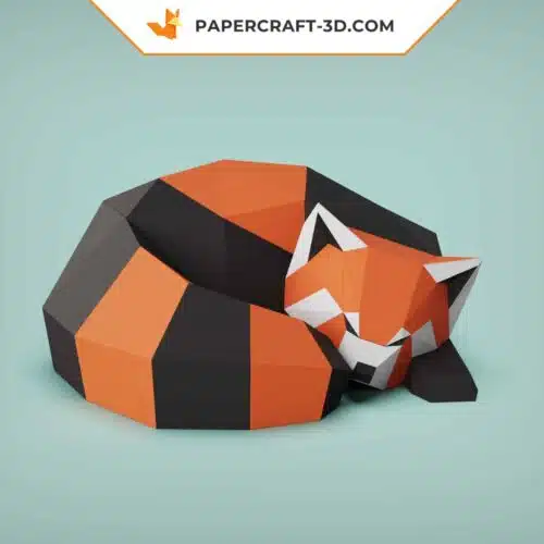 Papercraft panda rouge endormi modèle papier 3D