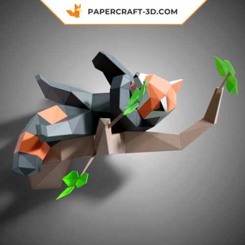 Papercraft Panda Roux Bâillant en Origami Papier 3D