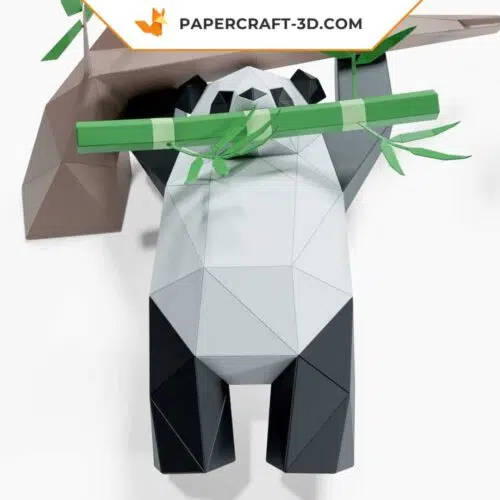 Papercraft Panda suspendu à un arbre en origami papier 3D