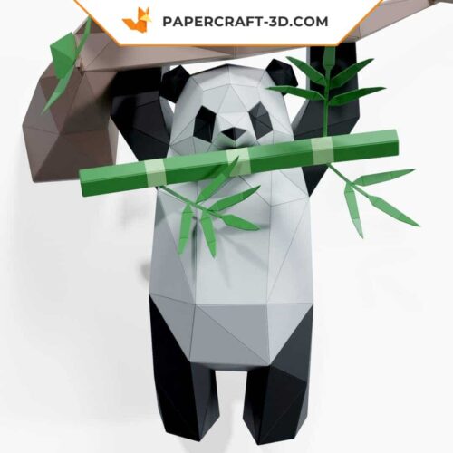 Papercraft Panda suspendu à un arbre en origami papier 3D