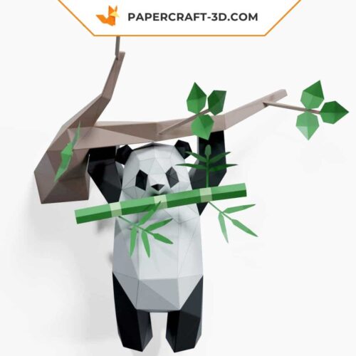 Papercraft Panda suspendu à un arbre en origami papier 3D