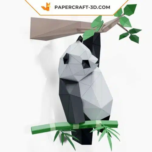 Papercraft Panda suspendu à un arbre origami papier 3D