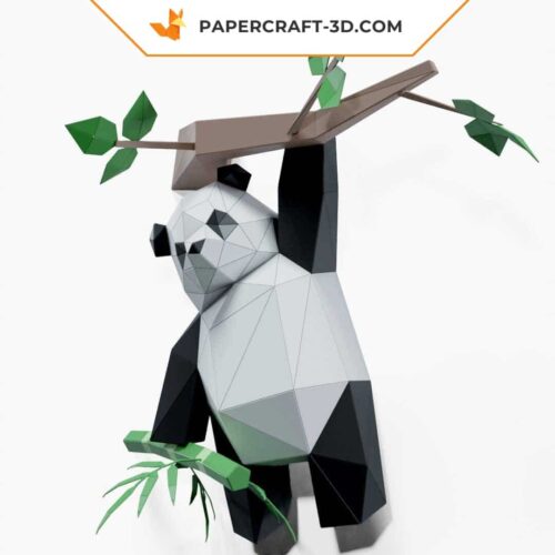 Papercraft Panda suspendu à un arbre origami papier 3D