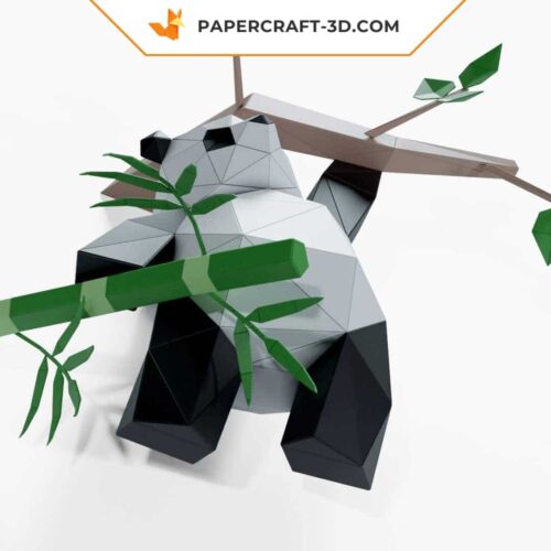Papercraft Panda suspendu à un arbre origami papier 3D