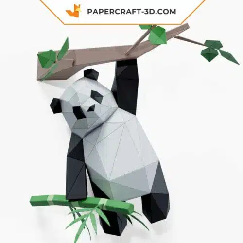 Papercraft Panda suspendu à un arbre origami papier 3D