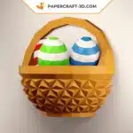 Papercraft panier d’oeufs de Pâques en origami papier 3D