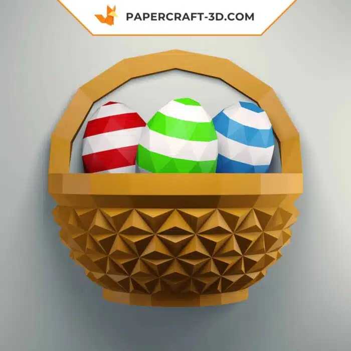 Papercraft panier d’oeufs de Pâques en origami papier 3D