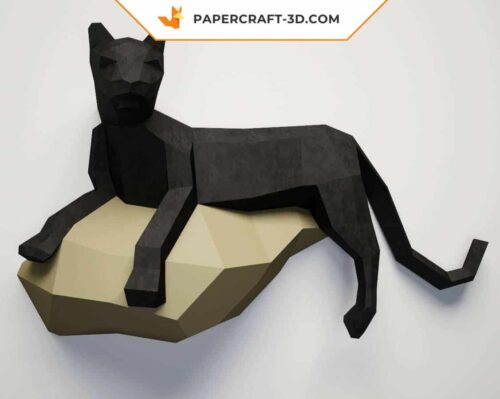 Papercraft panthère en papier 3D origami, kit DIY pour décoration murale