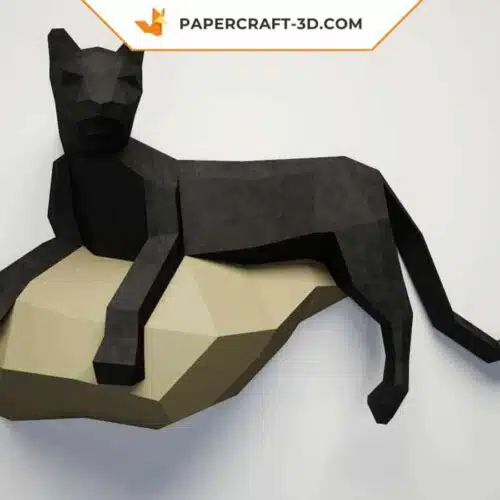 Papercraft panthère en papier 3D origami, kit DIY pour décoration murale