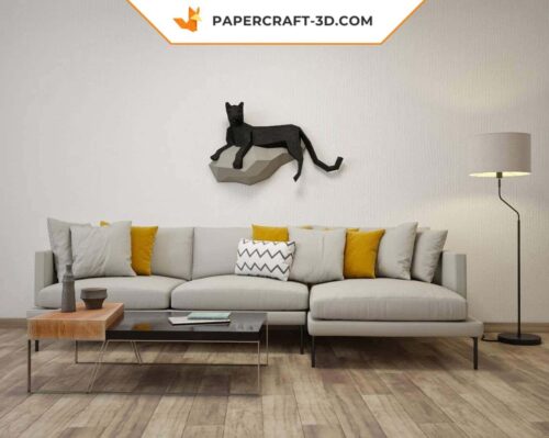 Papercraft panthère en papier 3D origami, kit DIY pour décoration murale
