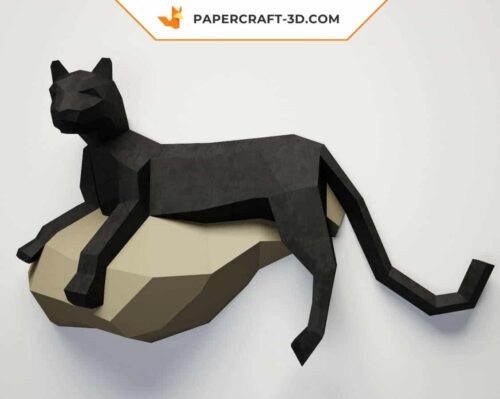 Papercraft panthère en papier 3D origami, kit DIY pour décoration murale