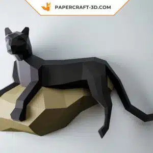 Papercraft panthère en papier 3D origami, kit DIY pour décoration murale