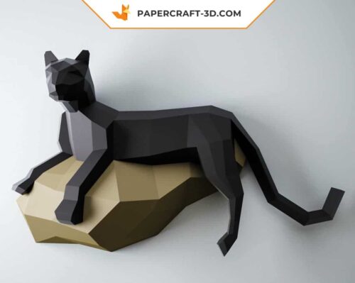 Papercraft panthère en papier 3D origami, kit DIY pour décoration murale