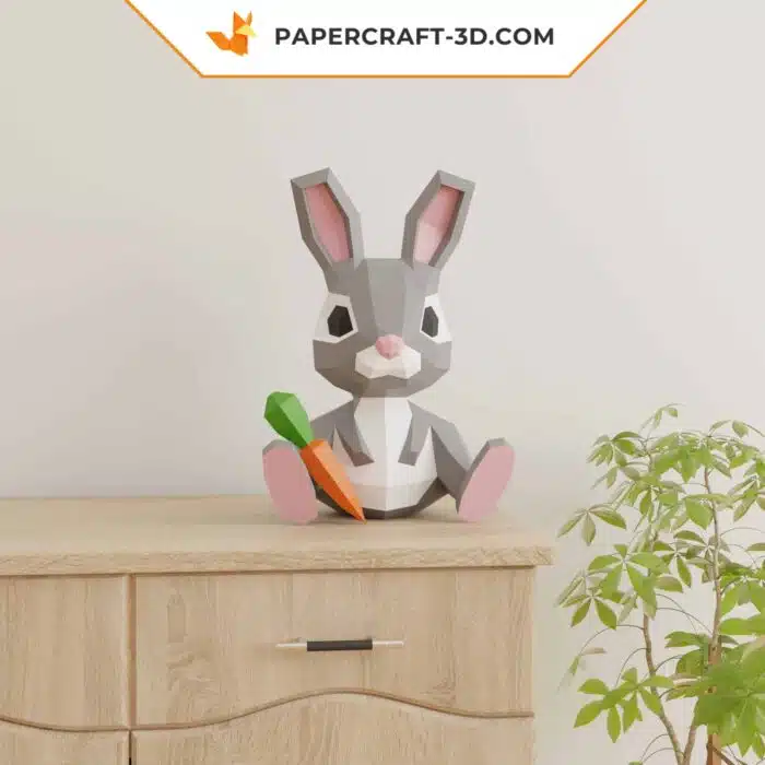 Papercraft Pâques origami papier 3D – Lapin, poussin dans œuf, porte-œufs – Pack de 3 modèles