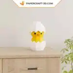 Papercraft Pâques origami papier 3D – Lapin, poussin dans œuf, porte-œufs – Pack de 3 modèles