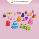 Papercraft Pâques origami papier 3D – Lapin, poussin dans œuf, porte-œufs – Pack de 3 modèles