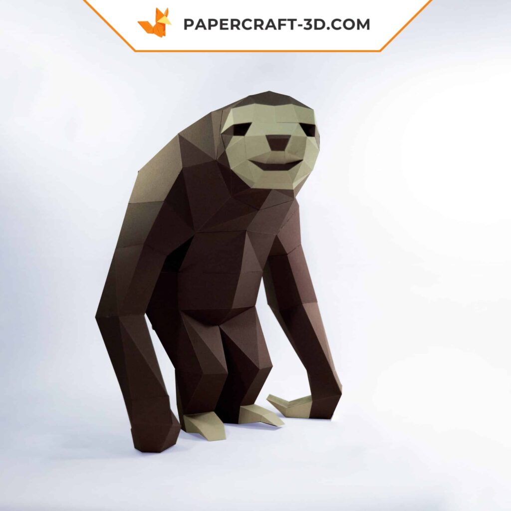 Papercraft de paresseux debout en origami 3D