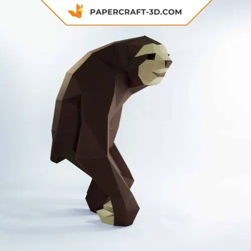 Papercraft von stehendem Faultier in 3D Origami