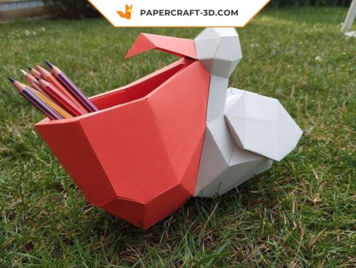 Papercraft pélican en origami papier 3D PDF, SVG, DXF
