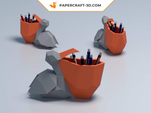 Papercraft pélican en origami papier 3D PDF, SVG, DXF