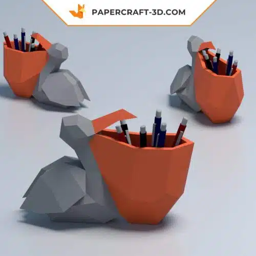 Papercraft pélican en origami papier 3D PDF, SVG, DXF