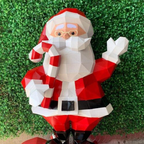 Papercraft Père Noël origami papier 3D pour décoration de Noël