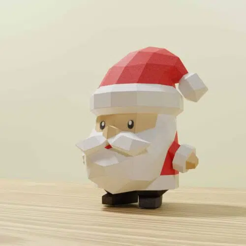 Papercraft Père Noël pot de rangement origami papier 3D