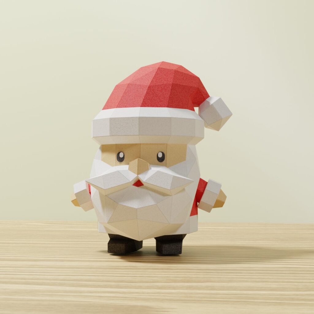 Papercraft pot de rangement Père Noël en origami 3D