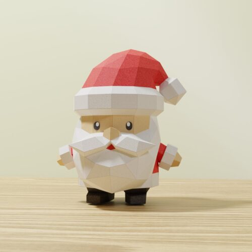 Papercraft Père Noël pot de rangement origami papier 3D