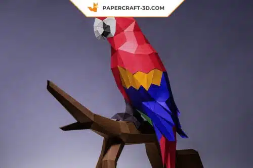 Papercraft Perroquet Ara origami papier 3D DIY modèle numérique à télécharger