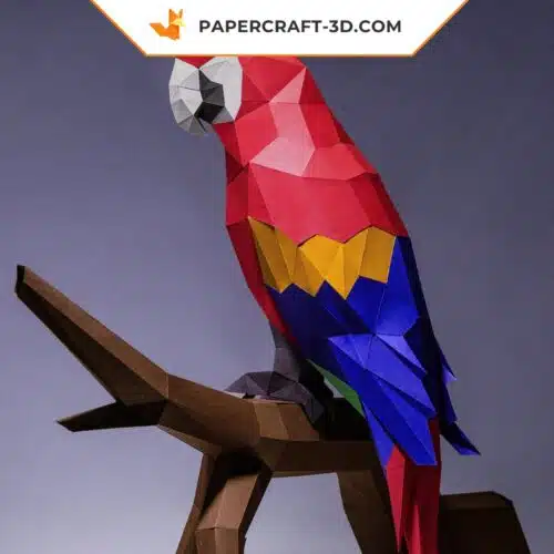 Papercraft Perroquet Ara origami papier 3D DIY modèle numérique à télécharger