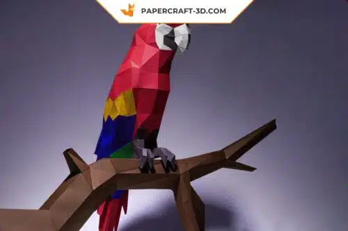 Papercraft Perroquet Ara origami papier 3D DIY modèle numérique à télécharger