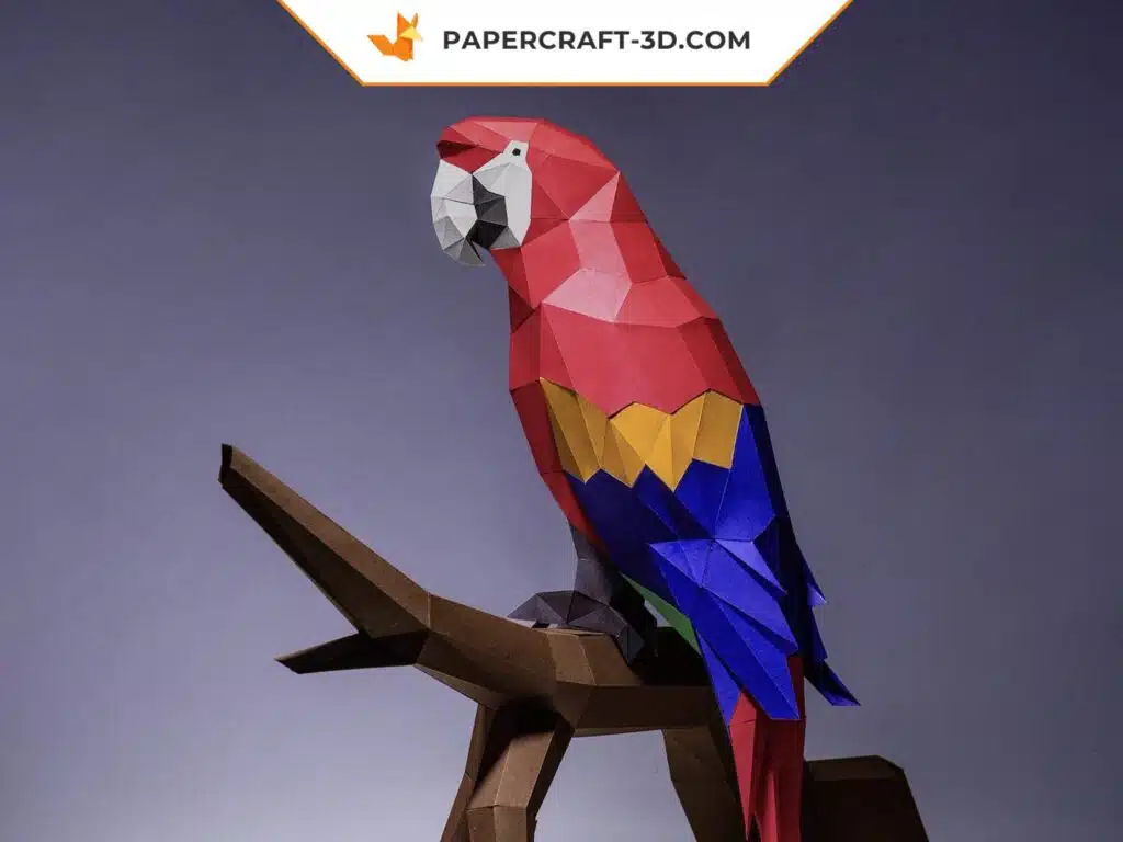 Papercraft de loro Ara en origami 3D Papercraft de loro Ara en origami 3D