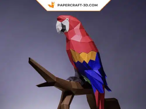 Papercraft Perroquet Ara origami papier 3D DIY modèle numérique à télécharger