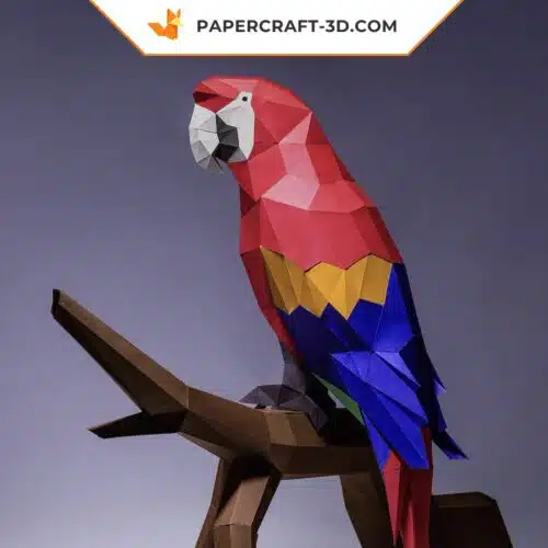 Papercraft Perroquet Ara origami papier 3D DIY modèle numérique à télécharger
