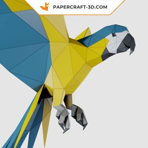 Papercraft perroquet en papier 3D, sculpture à imprimer en PDF