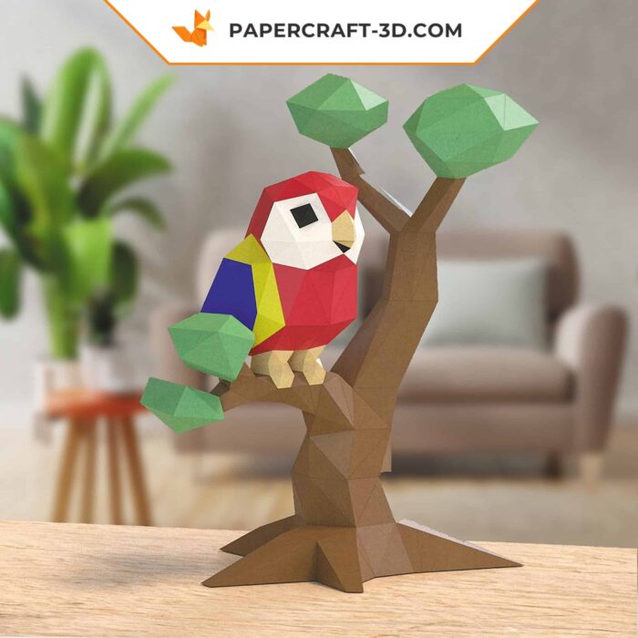 Papercraft Perroquet Macaw origami papier 3D