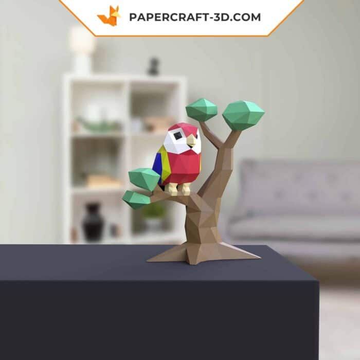 Papercraft Perroquet Macaw origami papier 3D