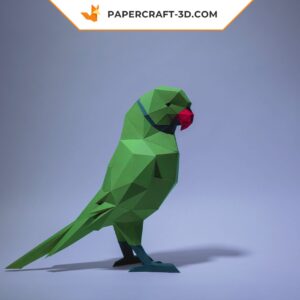 Papercraft Perroquet Vert en origami papier 3D