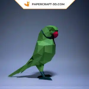 Papercraft Perroquet Vert en origami papier 3D