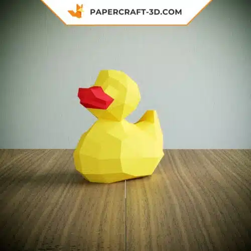 Papercraft petit canard jaune en origami papier 3D